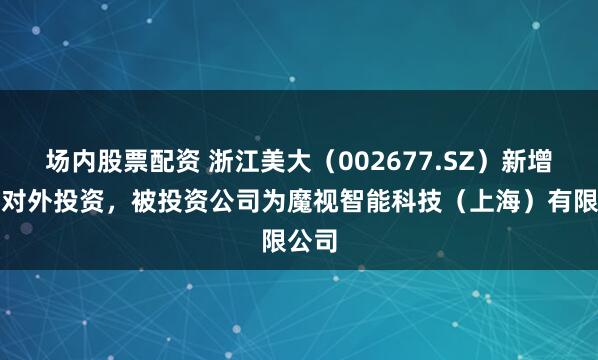场内股票配资 浙江美大（002677.SZ）新增一起对外投资，被投资公司为魔视智能科技（上海）有限公司